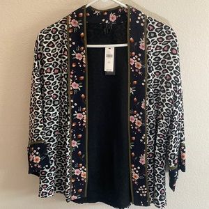 Anthropologie Leopard and floral kimono, One Size